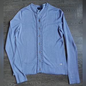 Brooks brothers lavender silk cotton cardigan with mother of pearl detail Small